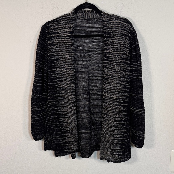 Eileen Fisher Sweaters - Eileen Fisher Black and Gray Open Cardigan